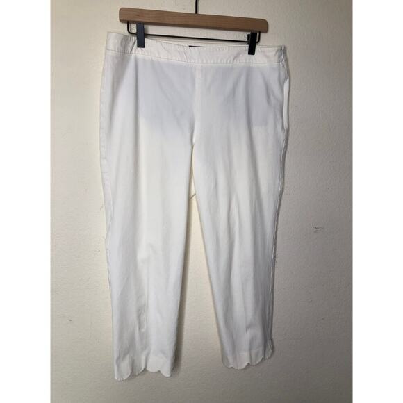 Talbots Chatham Crop Pants White Scalloped Hem Size 12 Classic Summer - Picture 5 of 13